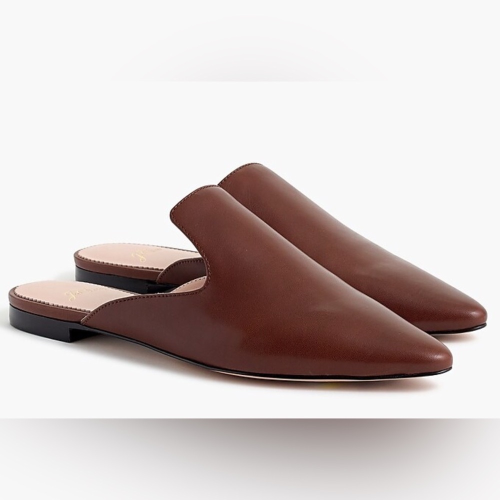 J. Crew Pointed-toe slides in leather
